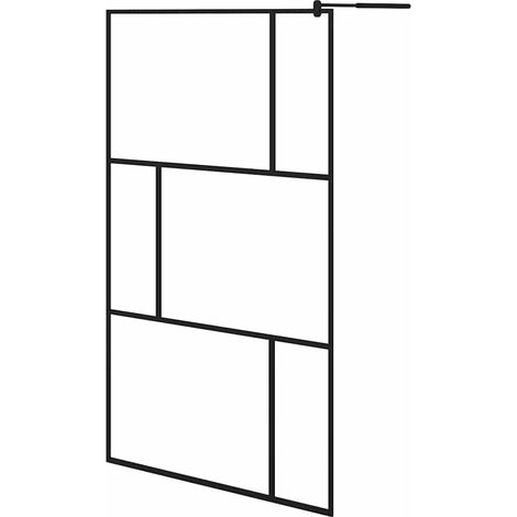 Walk-in Shower Wall with Tempered Glass Black 115x195 cm vidaXL