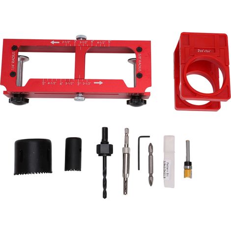 Gabarit de perçage pour charnières de porte et kit d'installation de serrures en alliage d'aluminium et plastique pour charnières carrées de rayon 1/4 po et 5/8 po (1/5)