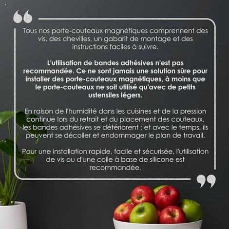 Barre aimantée murale pour couteaux en bambou, 40 cm, extra puissante, protège les couteaux, fixation murale, lot de 1 barre magnétique (1/5)