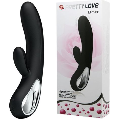 Vibratore a forma di coniglio in silicone nero - Pretty Love Elmer (1/5)
