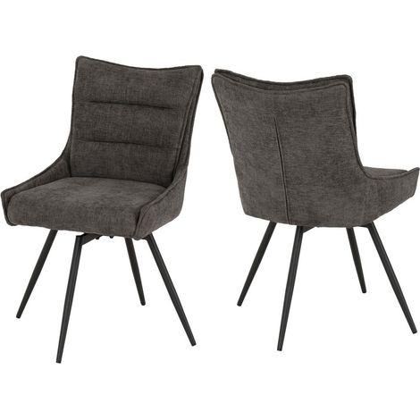Lewis Swivel Dining Chair (Pack of 2) - L62 x W52 x H87.5 cm - Grey Fabric