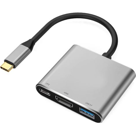 Adaptateur multiport USB C vers HDMI, sortie HDMI 4K, port USB 3.0 et port de chargement USB-C, (1/5)