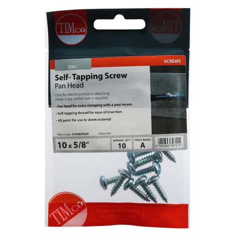 TIMCO Self-Tapping Pan Head Silver Screws - 10 x 5/8 (1/3)