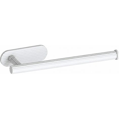 Porte-essuie-tout en acier inoxydable, sans perçage, porte-serviettes pour placard, barre porte-serviettes de salle de bain, blanc (1/5)