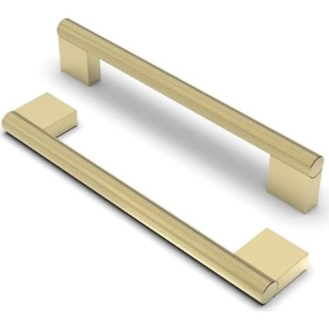 10 pièces Boutons d'armoire moletés Poignées Laiton brossé Espacement des Trous de 160 mm Poignées de Meubles Poignées de Placard Poignées de Cuisine Poignées de Tiroir de Meubles (1/4)