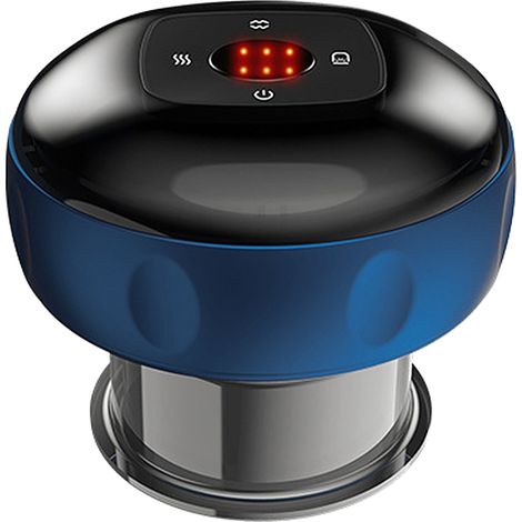 Appareil de massage électrique à ventouses sous vide, compresses chaudes, 6 niveaux d'aspiration, sans flamme, Gua Sha, bleu (1/5)