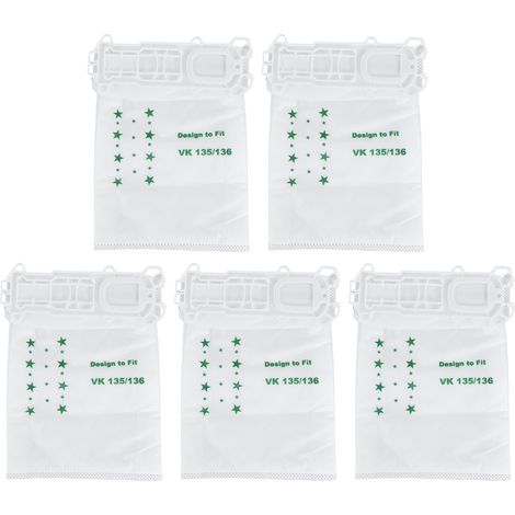 Juego de 5 bolsas de vellón para aspiradora VORWERK VK135 VK136 (1/5)