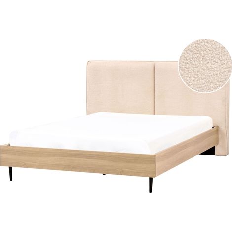 Bed Boucle IZERNORE 160 x 200 cm (EU King Size) Beige