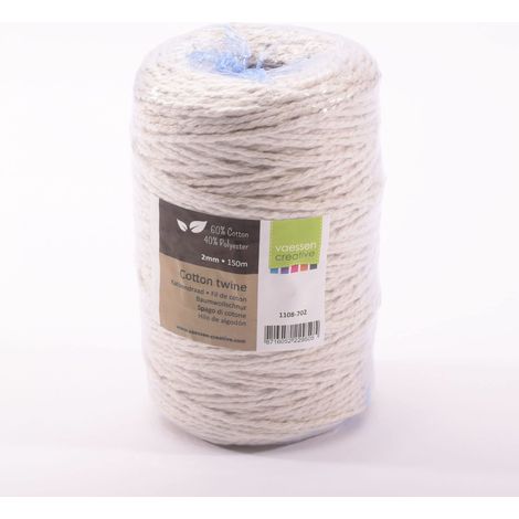 Ficelle, Blanche, 2 mm x 150 m, Fil à Macramé en Coton Mélangé Jardin, l’enfilage de Perles, la Décoration Bohème Chic, la Création de Bracelets d'amitié et des projets DIY (1/5)
