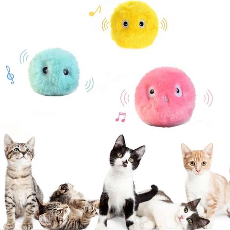 Jouet Pour Chat - Balle Interactive Avec Son Animalier Et Herbe À Chat - Alimenté Par Pile - Lot De 3 (1/5)