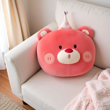 Oreiller Doudou Ours Rose – Dekoratives Kissen für Sofa und Stuhl, 45 cm