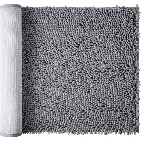Tapis de tapis de salle de bain gris, tapis de douche de salle de bain doux antidérapant, super absorbant, lavable en machine, 17x24 pouces, gris (1/5)