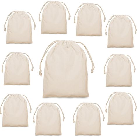10pcs 15 x 20cm Cotton Bags with Drawstring, Small Fabric Storage Bags for Kids Birthdays (1/5)