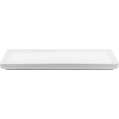 Plateau rectangulaire en céramique blanche - Organiseur de salle de bain polyvalent pour cosmétiques, bijoux, savon, dentifrice et bâtonnets à fil dentaire - Polyvalent pour évier de cuisine, plan de (1/5)