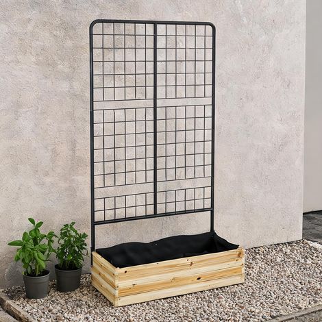 Jardin surélevé en bois avec treillis 80 x 38 x 145 cm (1/5)