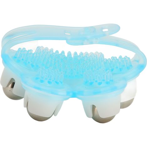 Brosse à rouleau manuelle 5 perles bleue pour massage corporel à domicile, rotation 360°, utilisable par les femmes (1/5)