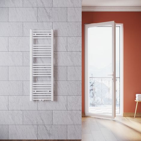 SONNI Radiadores Toalleros de Agua Radiadores Toalleros con Conexión Central Radiador Secador de Toallas de Agua Caliente Adecuado para Cuartos de Baño Blanco 120 x 40 cm