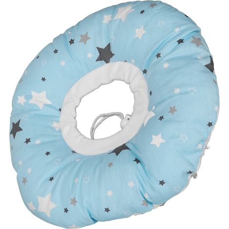 Oreiller pour piercing d'oreille, motif étoiles bleu clair, soulagement des douleurs d'oreille, pour dormir sur le côté (1/5)