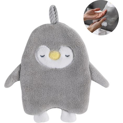 Serviette de toilette en forme de pingouin, serviette en velours corail à motif dessin animé, serviette suspendue en forme de pingouin (1/5)
