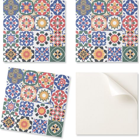 Azulejos autoadhesivos estampados: perfectos para la cocina. Dise帽os de mosaico en filas de 20x20x20 cm.