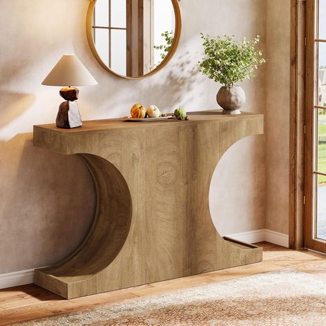 Tribesigns Farmhouse Console Table, 41.3-Inch Rustic Sofa Table with C-Shaped Legs, Industrial Narrow Wooden Entryway Table for Hallway, Living Room, Brown (1/5)