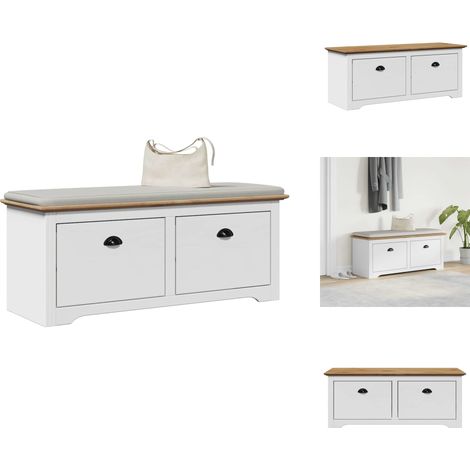 Banc de couloir BODO blanc et marron 114x40x45 cm - Banc De Couloir - Bancs De Couloir - Banc - Banc D'entrée (1/5)