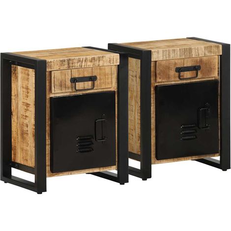 Bedside Cabinets 2 pcs Solid Rough Wood Mango vidaXL (1/5)
