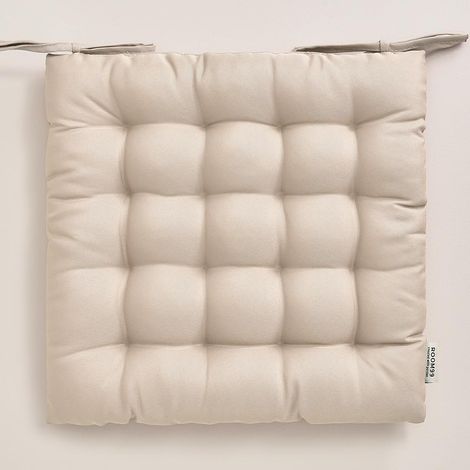Coussins de Chaise avec Rubans Aura 40 x 40 x 4,5 cm Coussin d'assise rembourré, Galette de Chaise Interieur avec Attaches, antidérapants pour siège Crème, 1 pièce