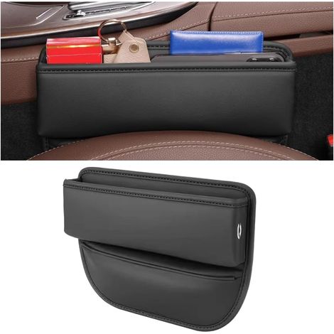 Boîte Rangement Pour Siège De Voiture, Auto Seat Gap Organisateur, Boîte De Rangement En Cuir PU Pour Siège D'auto, Multifonctionnel Stockage D'écart Siège De Voiture Organisateur(Noir) (1/5)