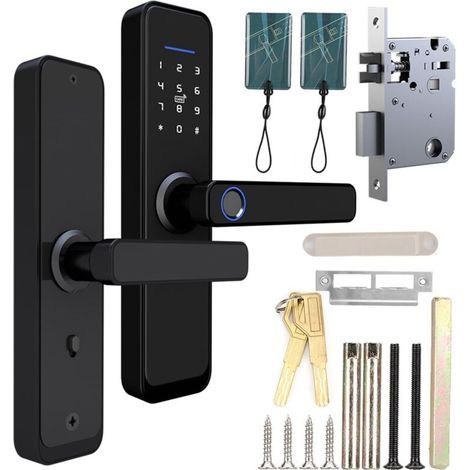 Electronic Smart Door Lock – Unlocking via fingerprint, password, IC card – Compatible with wooden doors – Easy installation (1/5)