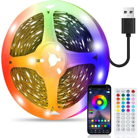 6M LED Strip with 44 Keys Remote Control and APP, Sync with Music Rhythm/Timer Function, for Decoration, Wedding, Bedroom, Party (1/5)