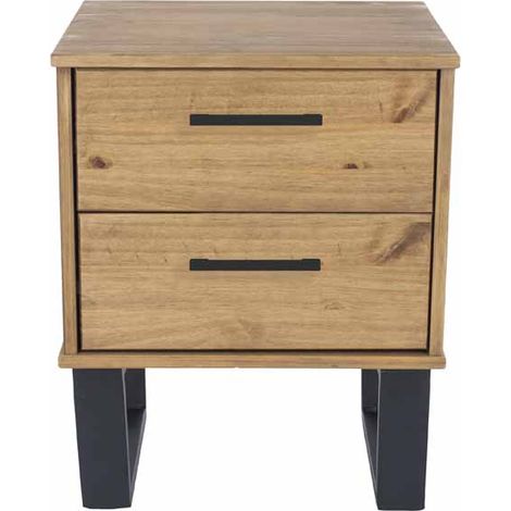 2 Drawer Bedside Cabinet Antique Wax Finish