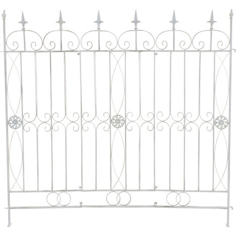 Valla de jardín 115x125 cm en metal blanco envejecido 100002948 (1/5)