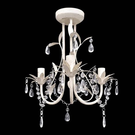 vidaXL Lámpara colgante araña de cristal elegante blanca (1/4)