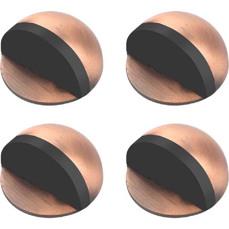 Lot de 4 butées de porte ovales sol, acier inoxydable, rouge vintage, protection mur et porte avec vis (1/5)
