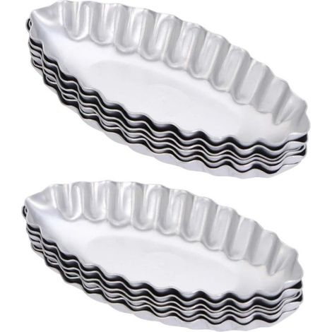 Ensemble de 10 moules à tartelettes aux œufs, moules à gâteaux, moules à tarte en forme de bateau à voile, assiette (1/5)