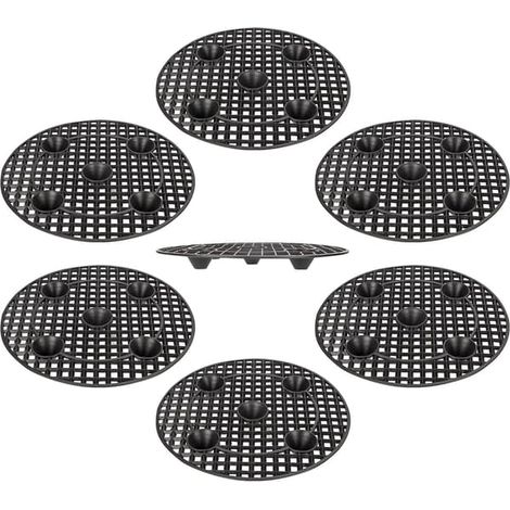 Lot de 6 supports pour pots de fleurs, robustes, de 30 cm (12 pouces), ronds et noirs -FS4- (1/5)