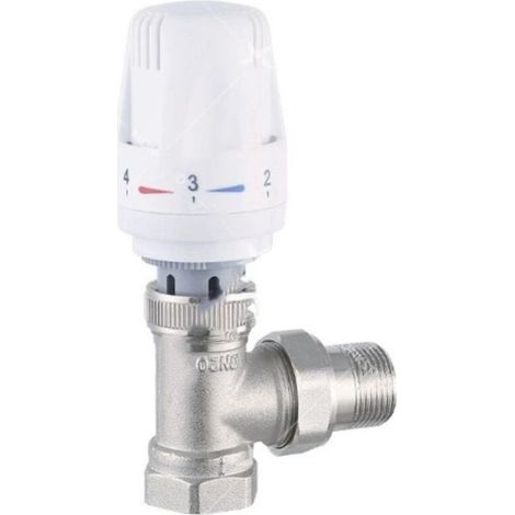 1/2 "(15×21) Robinet Thermostatique + Robinet de Retour Kit Complet, Raccord Étanche, Régulateur de Radiateur, Coude en Équerre, Blanc, Sonde Liquide, Protection Anti-Gel (1/3)
