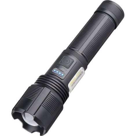 Torcia LED ricaricabile, torcia LED ultra potente da 2000 lm, torcia tattica in alluminio, impermeabile IPX4, 5 modalità di illuminazione e zoom per campeggio/escursionismo/emergenza [classe energetic