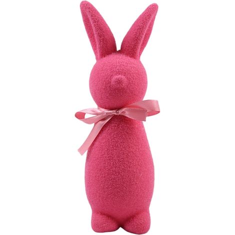 Figurine Lapin De Pâques - Statue Animale Floquée 23 Cm - Décoration Rustique Pour Table De Printemps - Intérieur Bureau Étagère - 1 Pièce (1/5)