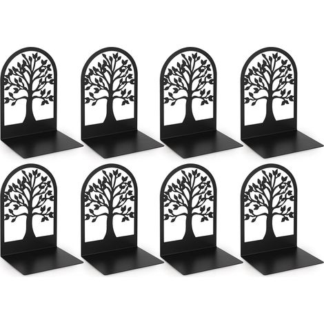 4 Paires Serre Livre, Cale Livre en Métal Rangement Livre Bloc Livre pour Étagère Presse Livre pour la Maison, Bureau, Écoles - Noir