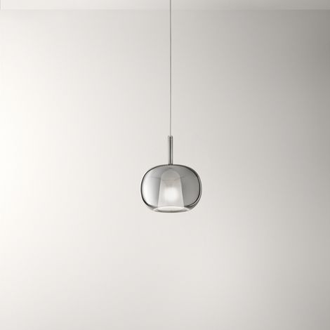 Suspension En Verre Borosilicate 8248, Finition Fumée Miroir, Diamètre 22,5 Cm, Douille E27, Design Moderne Et Élégant Par La Marque Perenz. (1/2)