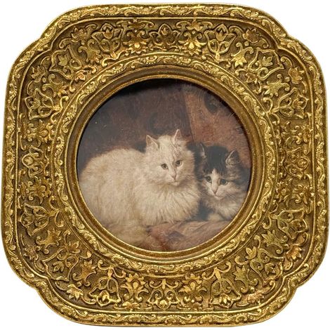 Petit cadre photo rond vintage 7,6 x 7,6 cm, cadre photo doré antique pour dessus de table et affichage mural, motif floral décoratif rétro, décoration d'intérieur, galerie de photos d'art (1/5)