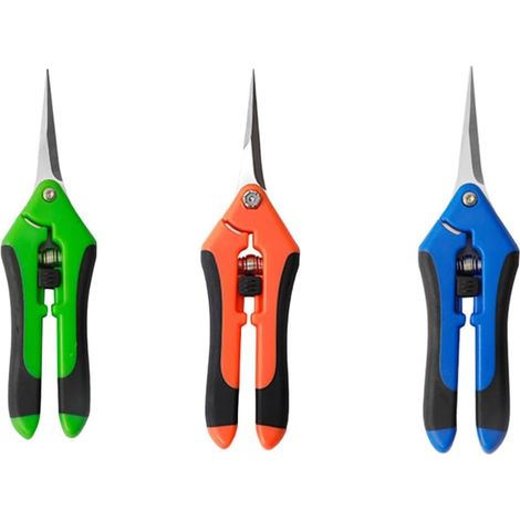 Lot de 3 Ciseaux de Jardin de 16,5 cm avec Lames Droites en Acier Inoxydable, Orange, Bleu, Vert