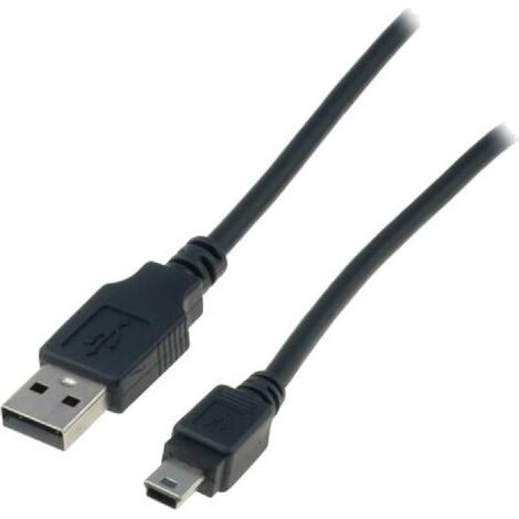 Cable- USB 2.0- USB A prise.USB B mini prise- nickele- 1m- noir