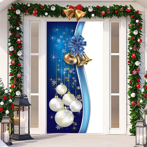 Nouvelle décoration adhésive de porte pour Noël, toile de fond festive, tapisserie murale pour porte de chambre, largeur de porte - SDMT-194 - 110 x 180 cm