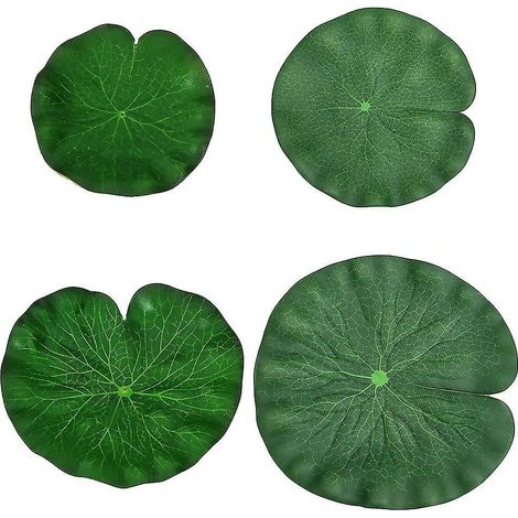 Feuilles de lotus flottantes aux détails réalistes, décoration artificielle pour jardin, lot de 4.