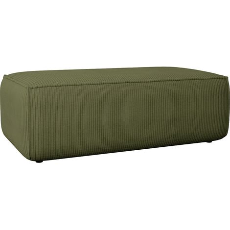 Vente-Unique – Pouf en velours côtelé kaki – 100 % polyester – Garnissage mousse haute résilience – Charge maximale 120 kg – Dimensions 102x69x42 cm