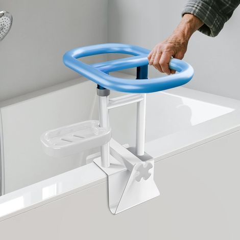 Baignoire rembourrée pour personnes âgées, aide à l'entrée de baignoire pour personnes âgées, rail de sécurité à deux poignées réglable, aide à l'entrée de baignoire réglable 8-17,5 cm, poignée de