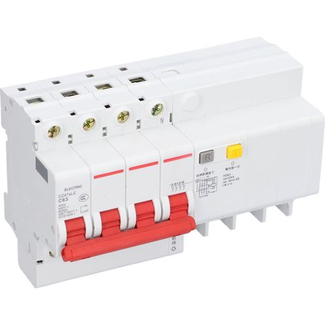 Disjoncteur différentiel 4P+N 63A Type C DZ47sLE, protection fuite de terre basse tension 400V AC, interrupteur modulaire (1/5)
